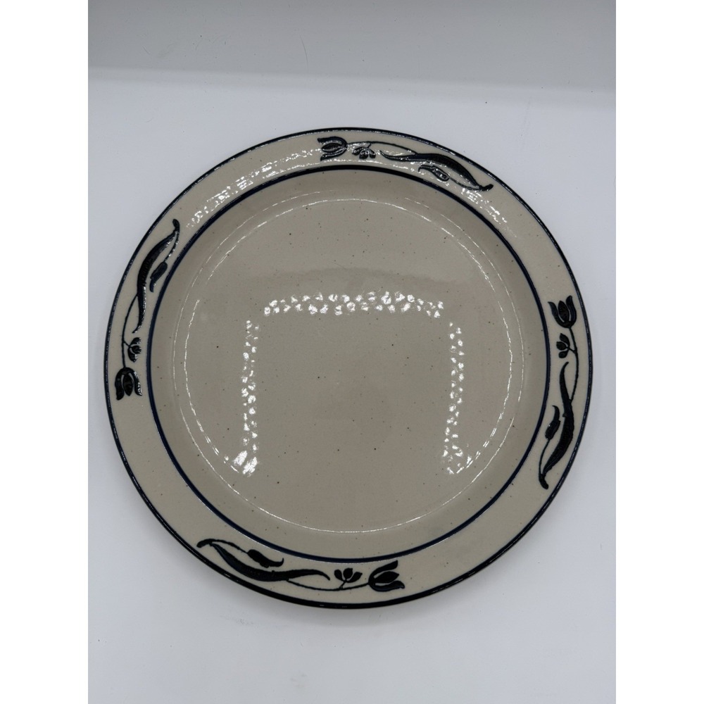 VTG Finesse Azure Stoneware Dinner Plate 12" Cobalt Blue Leaf On Rim Sy-7849